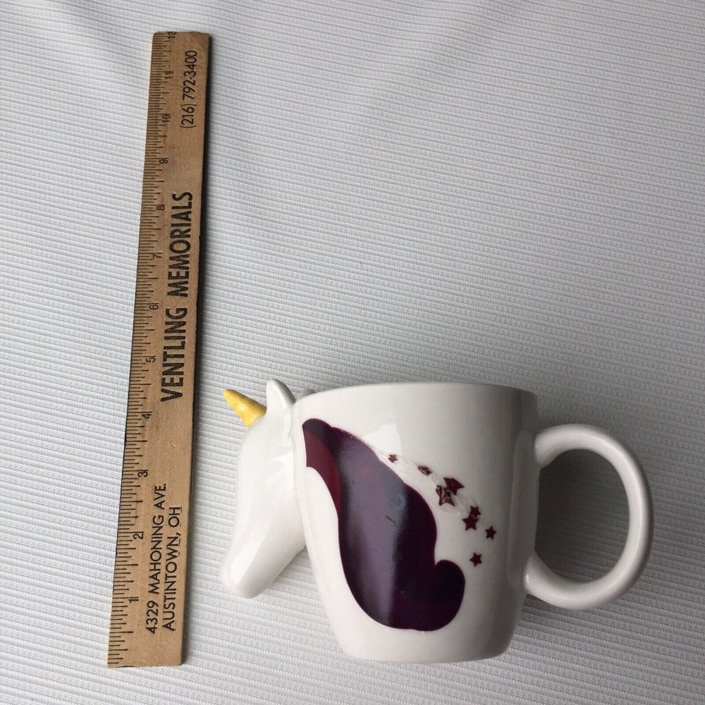 Unicorn Horse Head Coffee Mug Tea Cup White Purple Ceramic w Horn Fantasy Magic - Picture 12 of 12